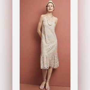 Anthropologie Eri + Ali Twilight Lace Dress Boho Flapper Fairy Goddess Size S